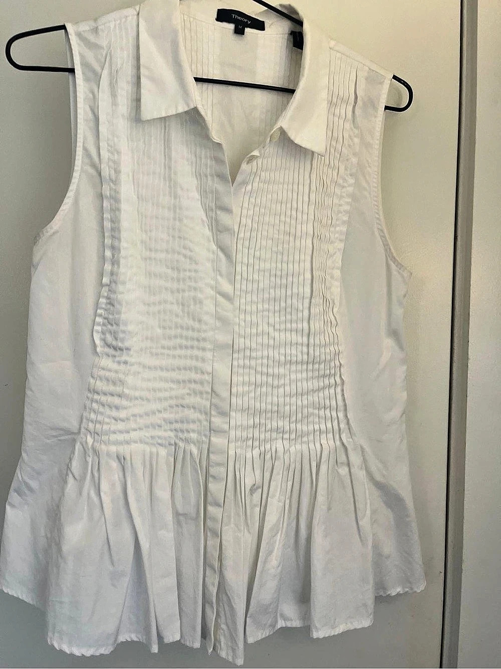 Theory Dionelle B Sartorial White Striped Peplum Top Medium